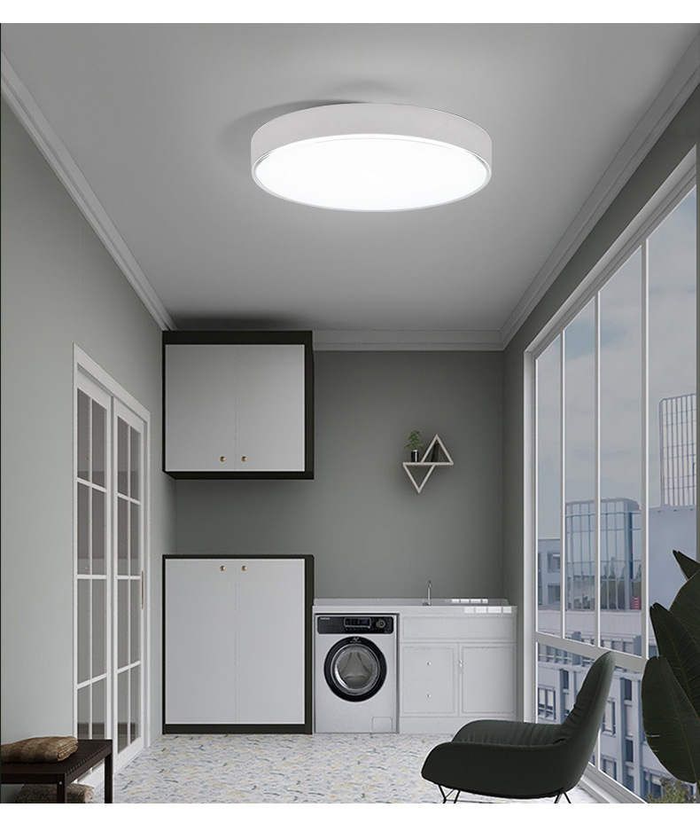 led吸顶灯明装平板灯 简约办公室卫生间走廊过道圆形灯吊装灯轻薄