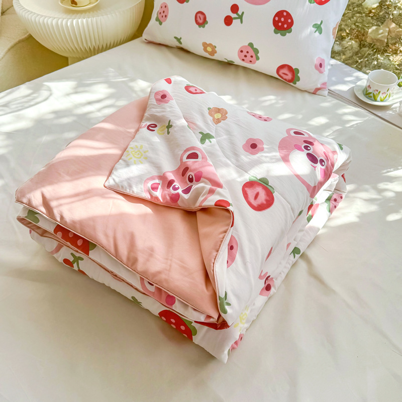 Class a Maternal and Child-Grade Summer Cool Quilt Double-Layer Yarn Summer Quilt Children's Air Conditioning Quilt Student Dormitory Single Double Summer Thin Quilt