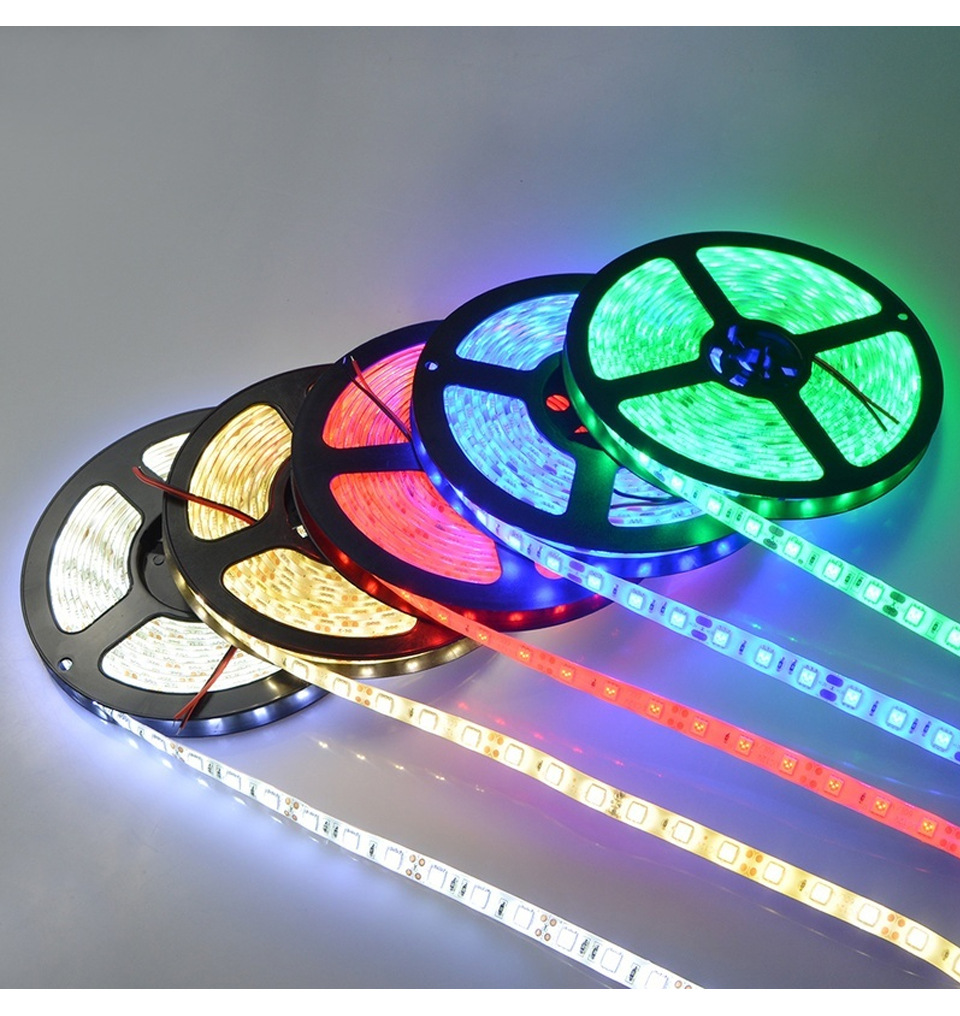 跨境led低压灯带 5m12v2835 300灯珠彩色灯带高亮防水户外装饰