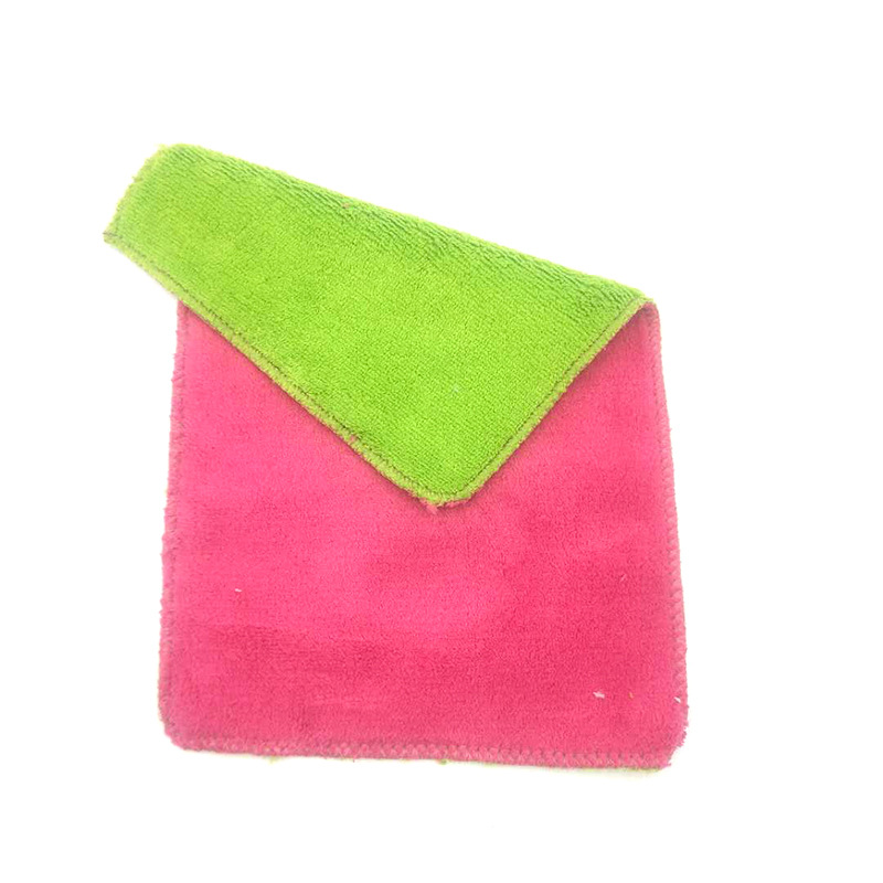 Double-Sided Coral Fleece Microfiber Cleaning Household Rag Kitchen Thickened Water-Absorbing Quick-Drying Dishcloth in Stock Wholesale