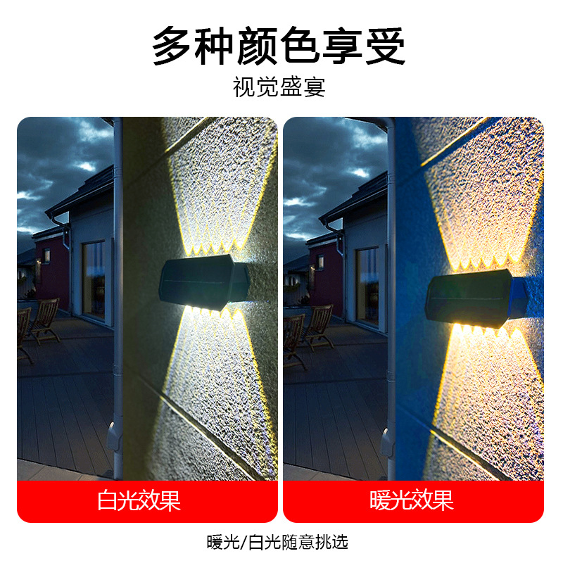 Solar Convex Lens Wall Lamp Wall Washer Household Advanced Waterproof Landscape Lamp Villa Courtyard Garden up and down Wall Lamp