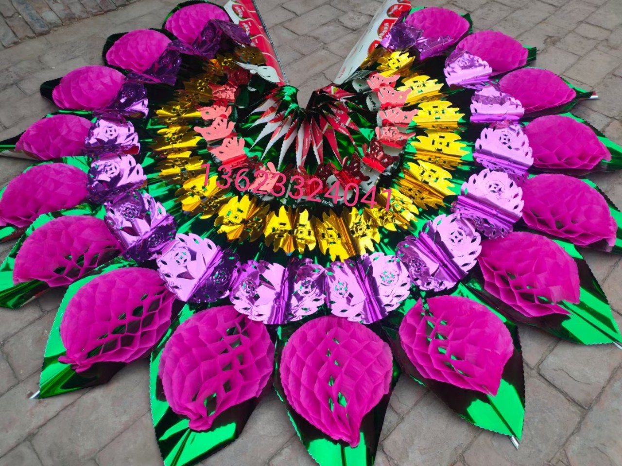 1.8米亮花圈殡葬用品清明扫墓丧葬烧纸冥币花圈白事佛教纸扎纸活