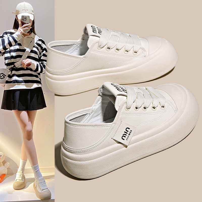 2024 spring new girl student shoes color matching white shoes casual sneakers versatile trendy pumps korean style ins style