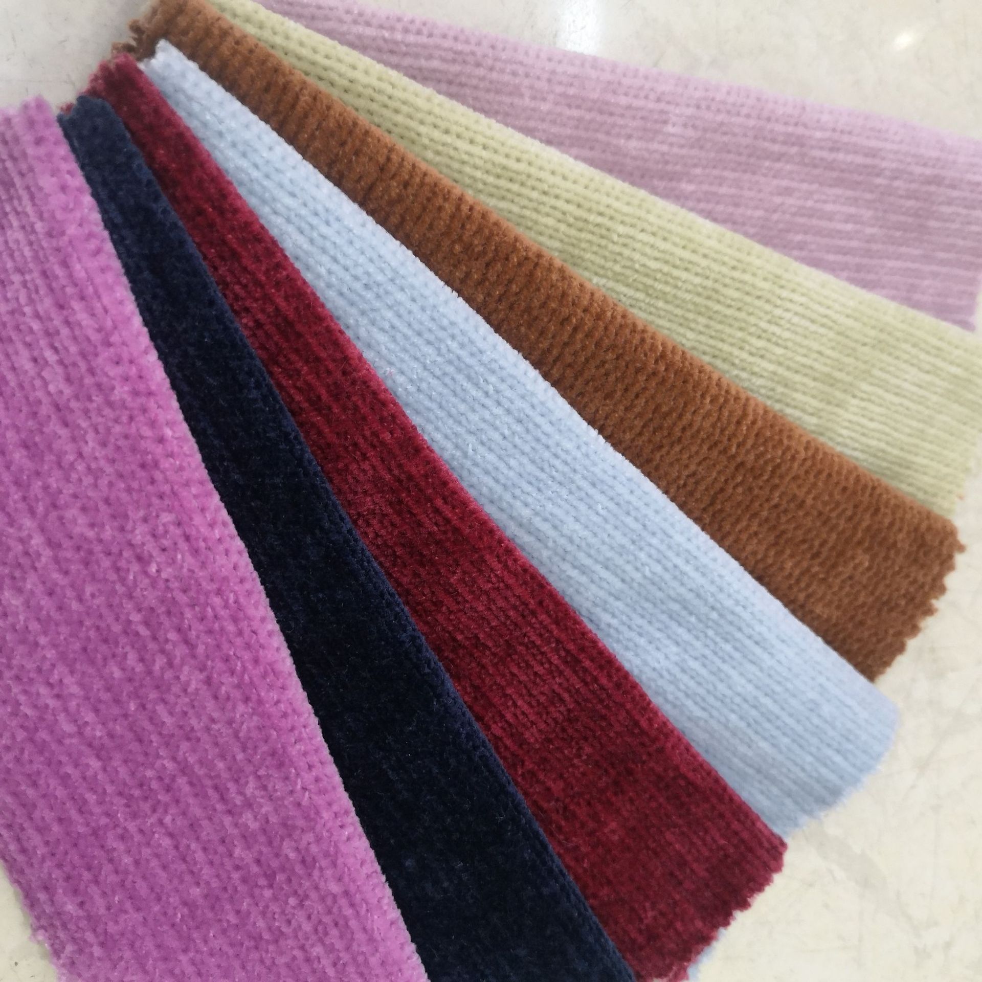 现货 雪尼尔面料 全涤针织雪尼尔仿毛衣绒布 家居服装裤子面料