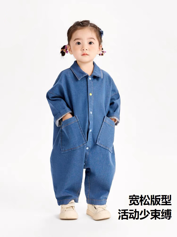 Baby Romper Jumpsuit Newborn Romper Denim Boys and Girls Baby 2024 Spring New Baby Outing Clothes Baby Clothes