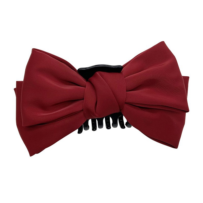 Black Double-Sided Bow Claw Clip Shark Clip Large High-Grade Updo Hairpin Back Head Hairware Hair Claw