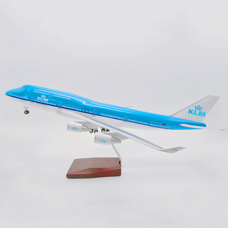 波音747-400荷兰航空升级版声控灯光起落加轮子玩具飞机模型摆件