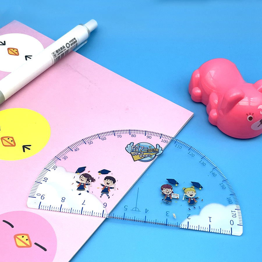 Acrylic Cartoon Advertising Ruler Student Four-Piece Set Custom Rulers Set School Supplies Custom Printed Logo