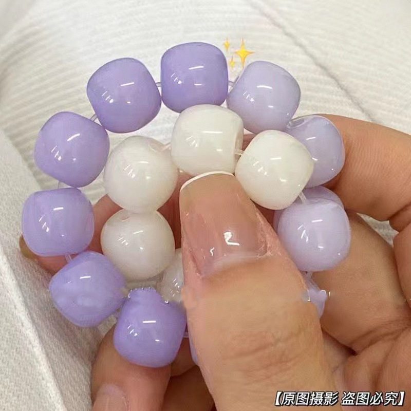 Ice Transparent White Jade Imitation Bodhi Primary School Student Decompression Bracelet Pliable Temperament Gradient Color Buddha Beads Ball Bracelet Couple