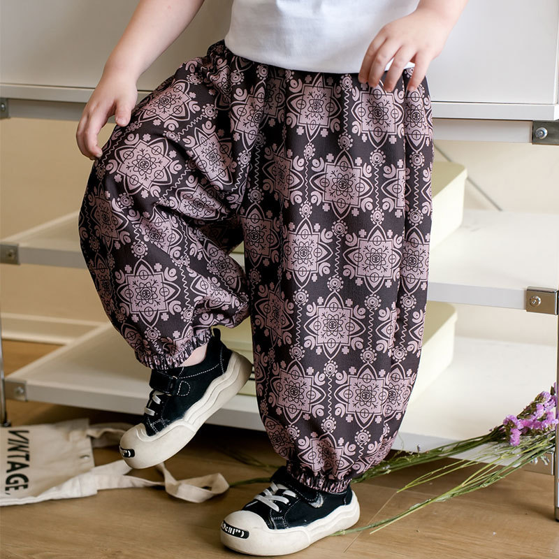 2024春夏季新款男童灯笼裤裤子儿童束脚长裤中小童宝宝薄款休闲裤