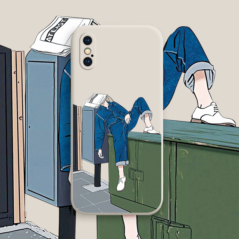 适用懒散少年苹果x手机壳xr防摔xsmax全包镜头iphones套iphonexr