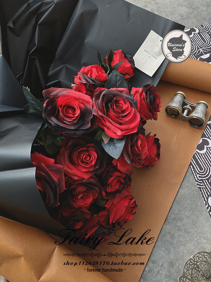 黑色玫瑰花黑色婚礼装饰暗黑哥特风摆件婚纱厄瓜多尔黑玫瑰
