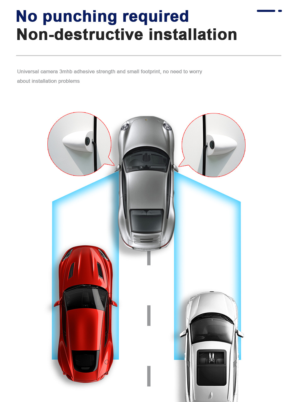 免打孔盲区摄像头汽车左右侧视夜视辅助车载行车监控影像通用系统