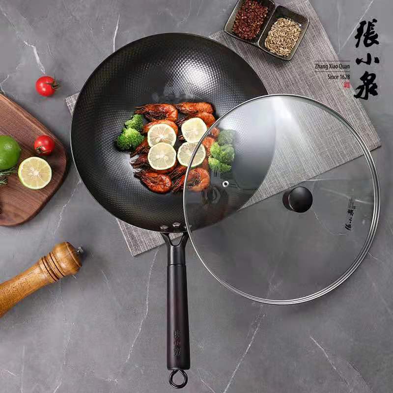 张小泉晶钻系列精铁炒锅——32cm 炒菜方便家用不易粘锅带锅盖