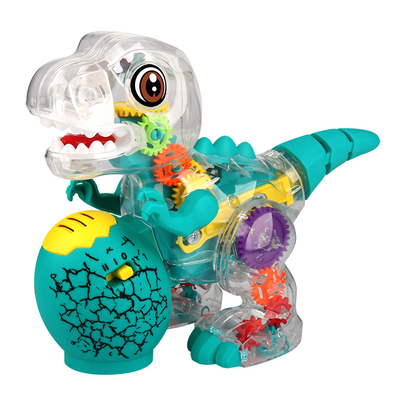 Tiktok Electric Transparent Gear Dinosaur Toy Music Light Universal Walking Tyrannosaurus Simulation Animal Model