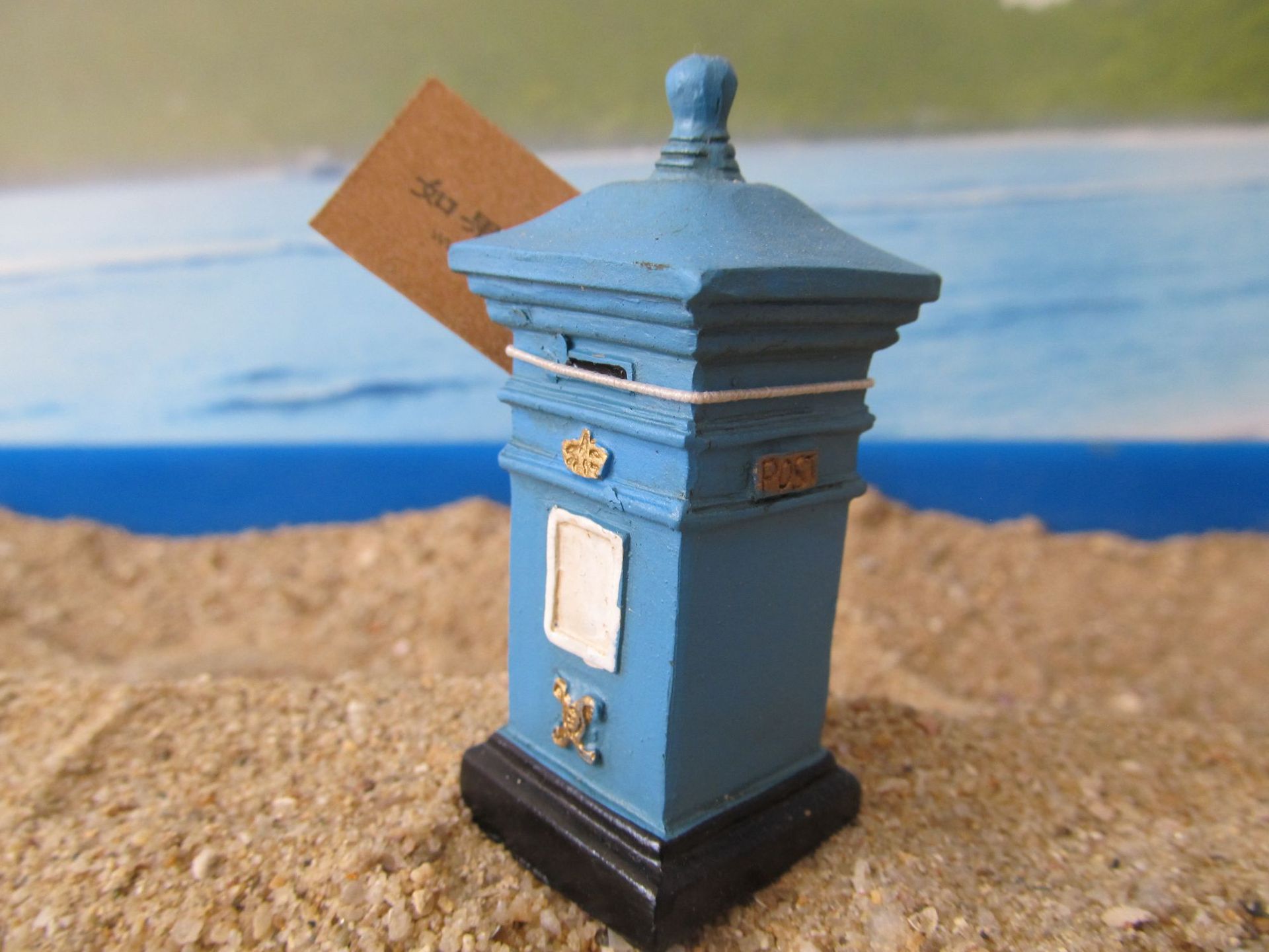 心理沙盘沙具建筑箱庭方形邮筒浅兰色an2e05库存批发15539