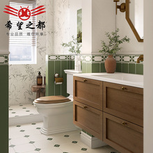 复古绿卫生间瓷砖墙裙300X900mm美式浴室小花砖墙砖厨房厕所地砖