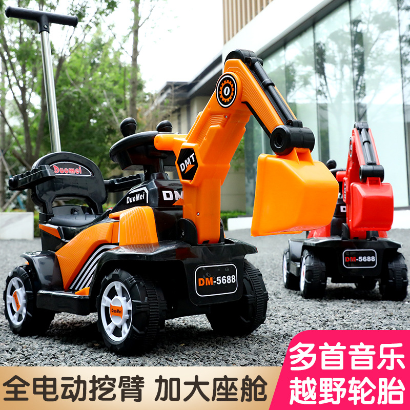 Large Children's Excavator Toy Car Can Sit and Slide Music Electric Excavator Large Boys and Girls Baby Engineering Car