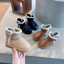 儿童雪地靴2023冬季新款加绒加厚男童棉鞋宝宝小童女童软底面包鞋