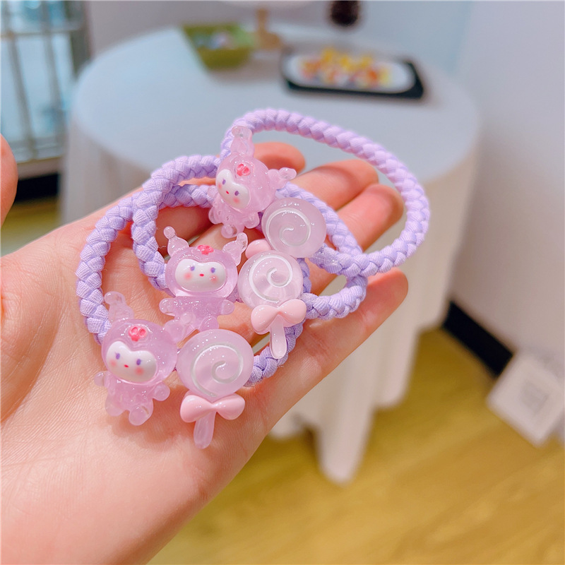 Internet Celebrity Classic Style Purple Clow M Hair Band Soft Girl Transparent Cartoon Girlfriends Rubber Band High Elastic Daily Hair Rope