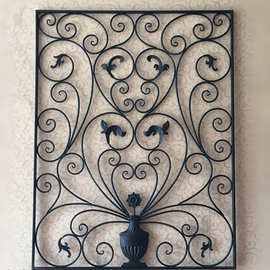 欧式铁艺隔断玄关柜门花格窗花鞋柜屏风镂空客厅办公室做旧墙