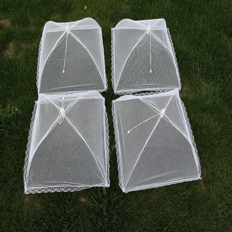 可拆洗白色网纱方形食物罩饭菜罩 折叠防虫罩 餐桌罩 盖菜罩定做