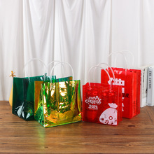 pvc手提袋炫彩镭射礼品通用时尚包装手拎袋批发防水易折叠购物袋