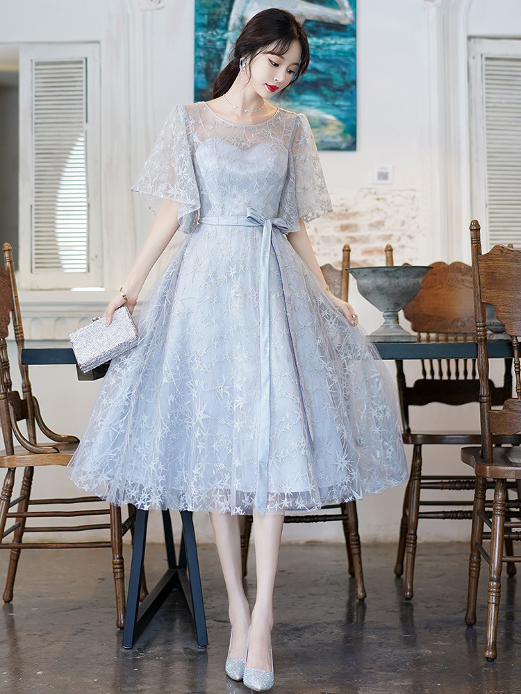 晚礼服裙女速卖通2024新款显瘦仙气小个子气质宴会平时可穿伴娘服