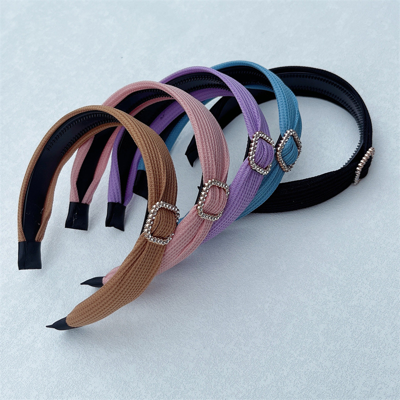 跨境针织布艺发箍韩版钻扣宽边头箍女洗脸压发夹发拢2元店货源