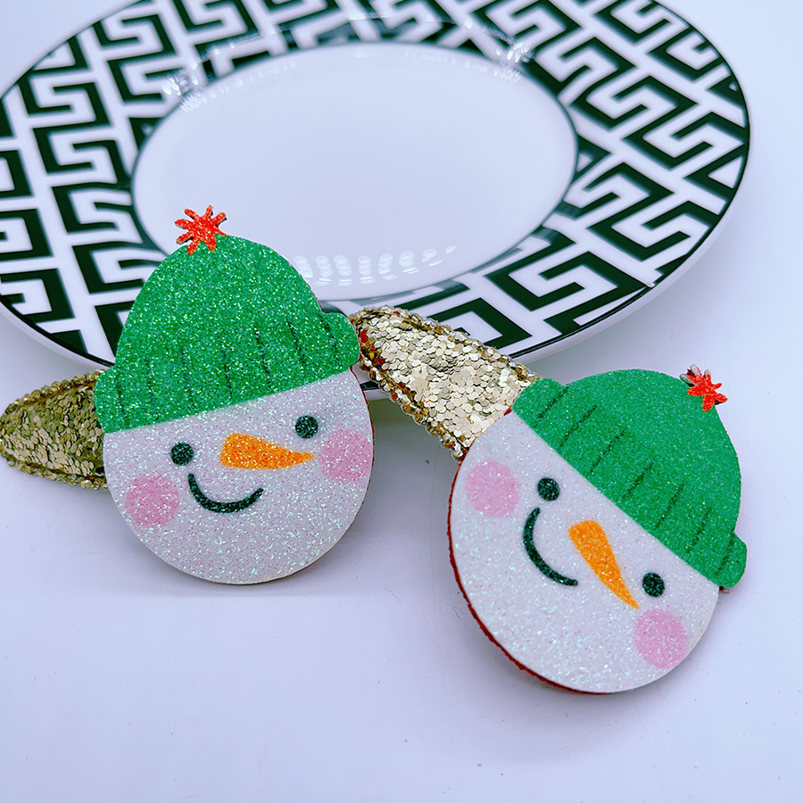 Cross-Border Jingling Bell Elk Tree Old Man's Head Snowman BB Clip Children's Hair Accessories Small Gift Holiday Party Hand Gift