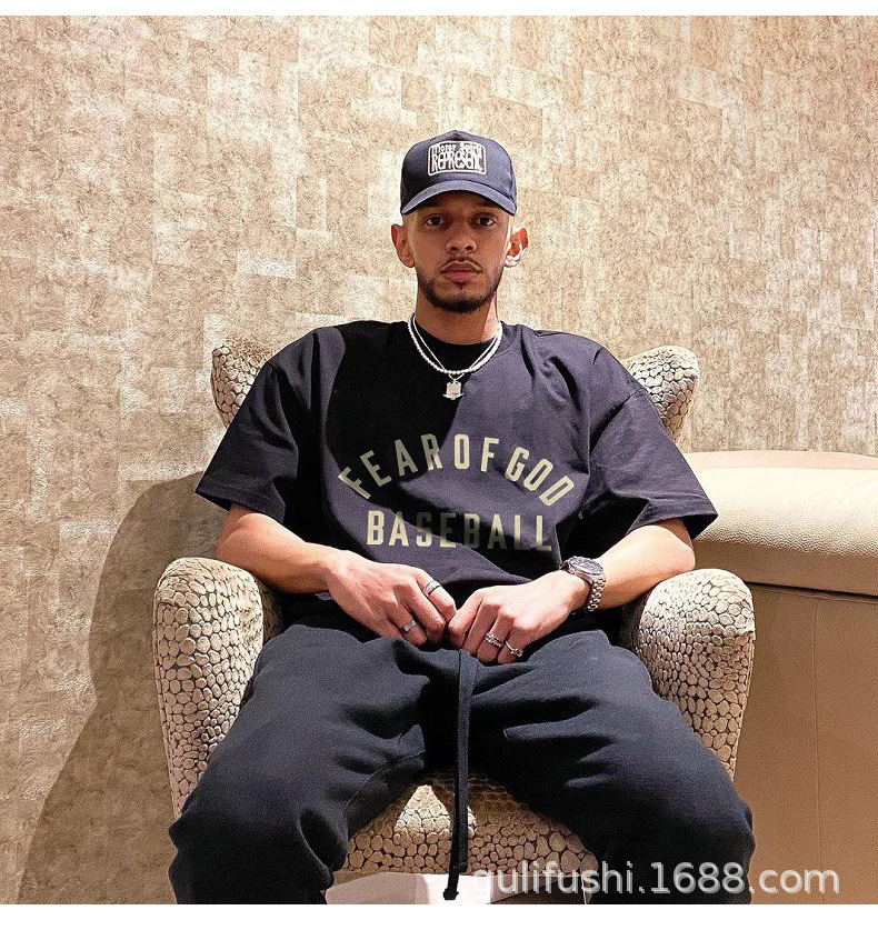 fog fear of god第七季主线高街棒球baseball植绒印花短袖圆领t恤