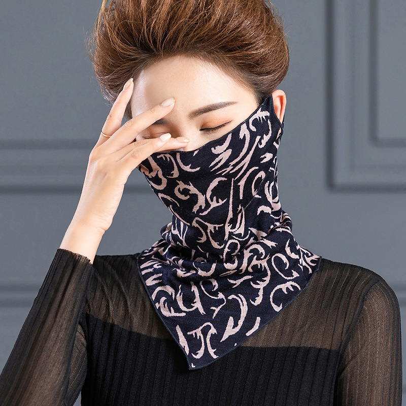 羊毛针织蒙面巾女秋冬防寒套头护脸保暖围脖不规则三角巾面罩1068