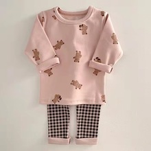 秋款韩版婴幼童装纯棉舒服家居服套装儿童磨毛弹力打底秋衣秋裤