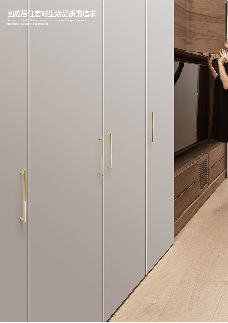 柜门拉手现代简约锌合金黑色抽屉橱柜拉手衣柜门把手五金配件