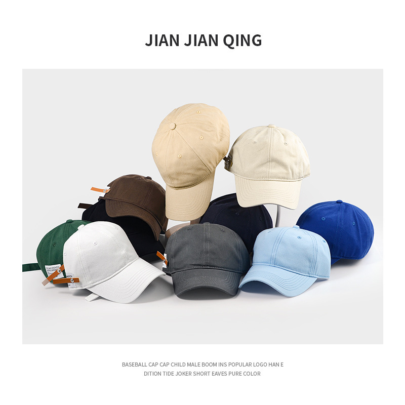 Original Retro All-Match English Small Leather Tag Peaked Cap Women's Casual All-Matching Baseball Cap Men's Soft Top Green Hat Simple