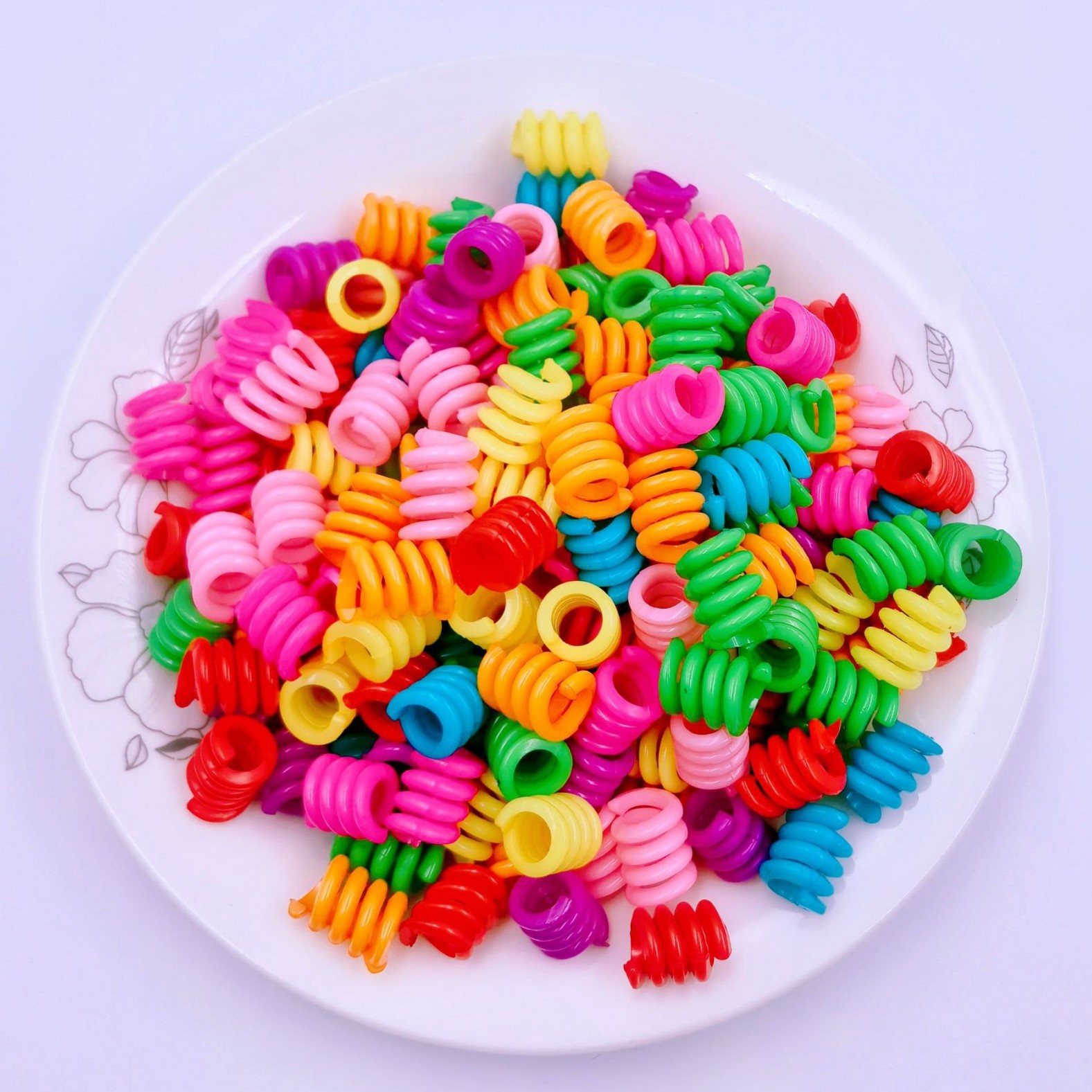 彩色螺旋弹簧电话线形大孔珠子假发脏辫编发diy串珠手工材料配件