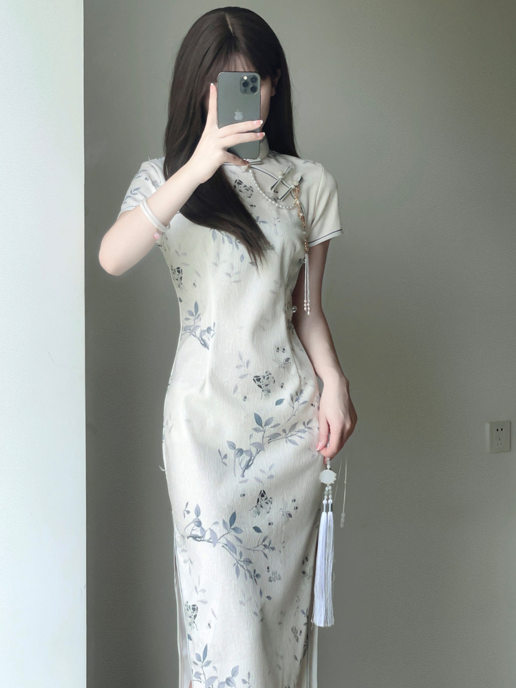 温婉气质国风改良旗袍2024年夏季新款年轻款新中式国风少女连衣裙