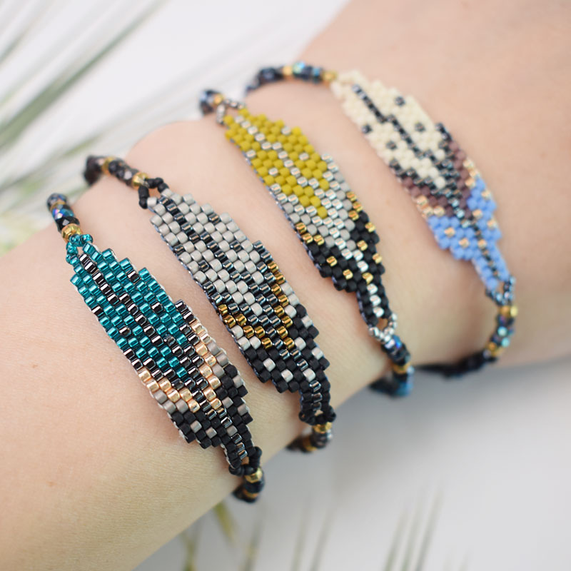 miyuki日本米珠树叶水晶弹力手链南美跨境产品编织女手链厂家饰品