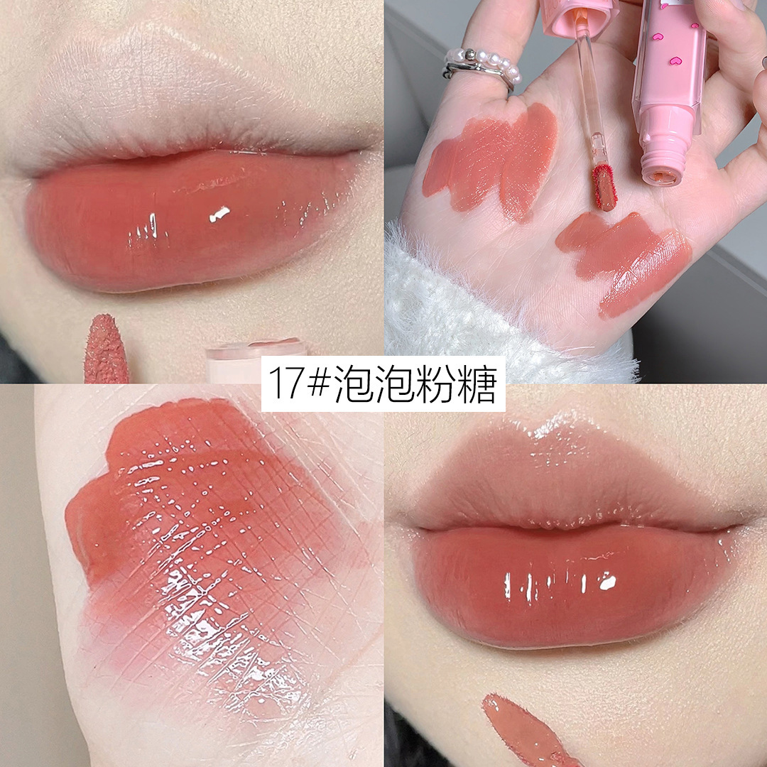 Gege Bear Gogo Bear Sweet and Smooth Color Lip Lacquer Moisturizing Full Lips Students Show White Water Light Mirror Lip Gloss