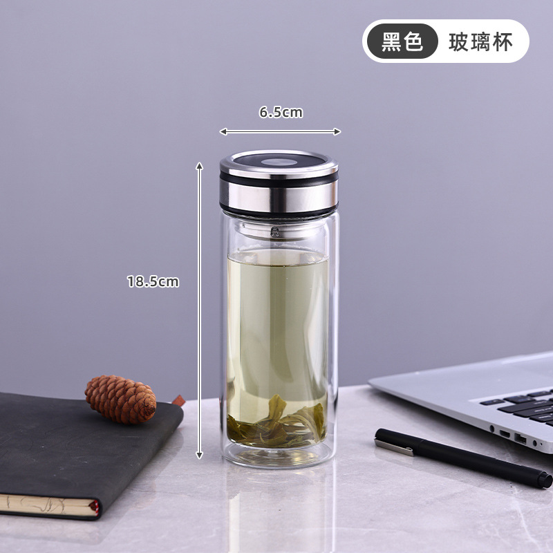 Tea Cup Double-Layer Diamond Water Cup with Handle Large Capacity Portable Cup High-Looking Transparent Tea Cup