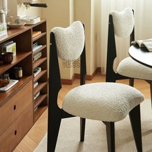 c!北欧复古餐椅实木靠背客厅家用网红设计师休闲书桌简约现代小户