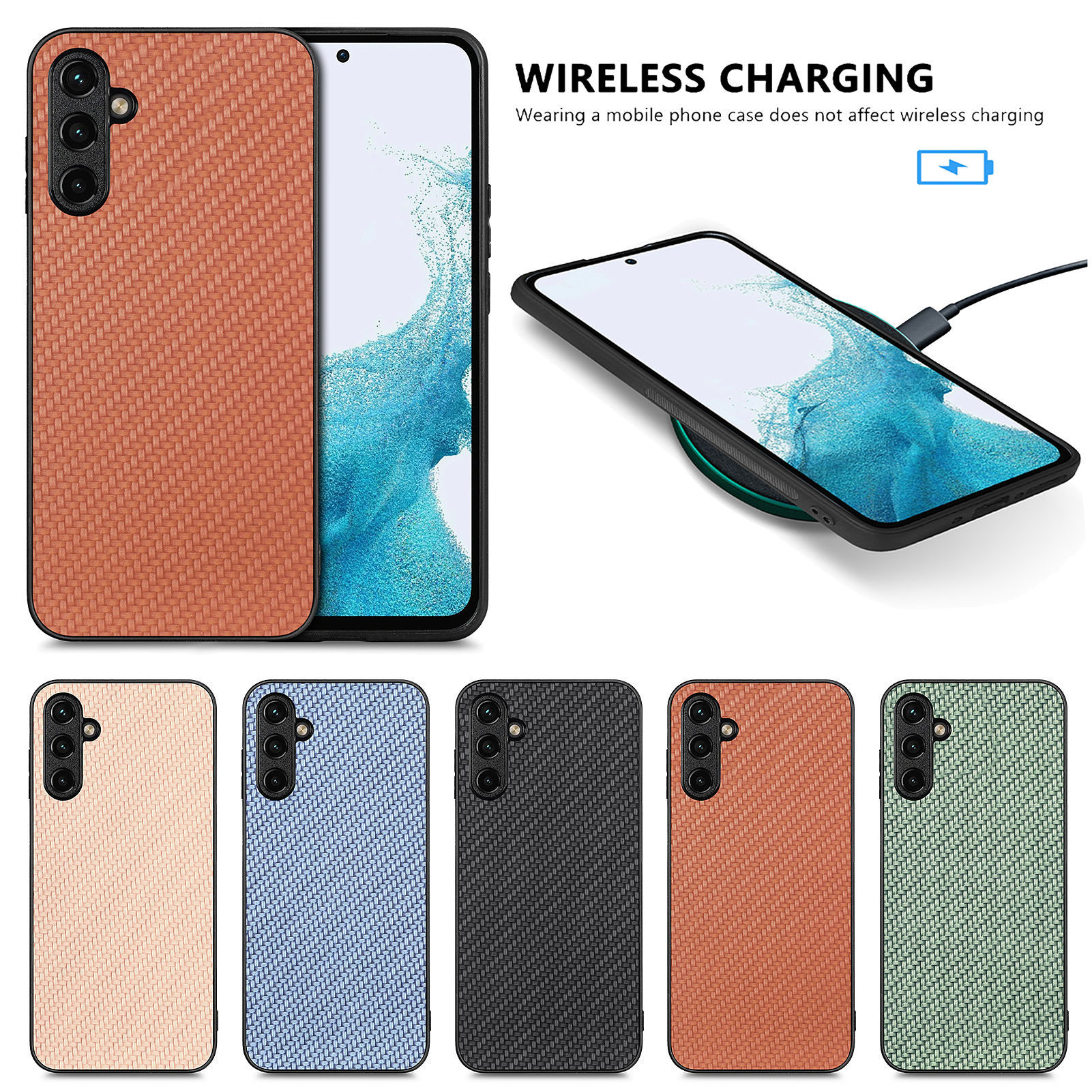 适用三星a24手机壳a14防摔m62/f62软边a54纤维纹复古磁吸保护套