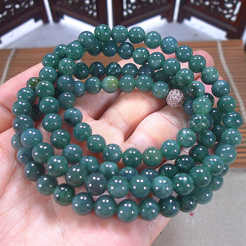 5mm翡翠多圈蓝水手串-阿里巴巴
