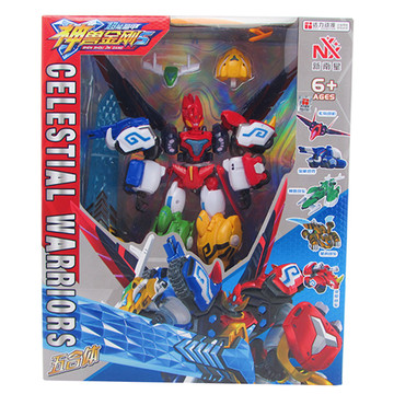 儿童变形玩具神兽金刚5超能晶甲关节可动五合体夜光金刚刀六合一