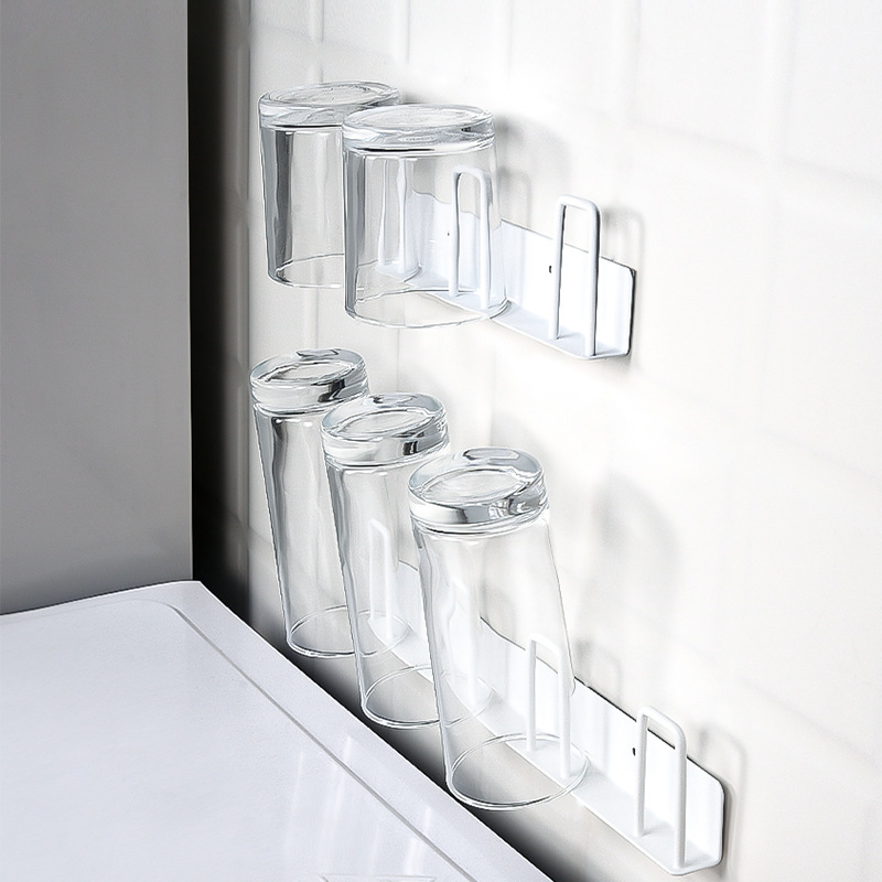 Punch-Free Cup Rack Wall-Mounted Upside down Toothbrush Cup Draining Rack Creative Household Storage Rack Tea Cup Rack