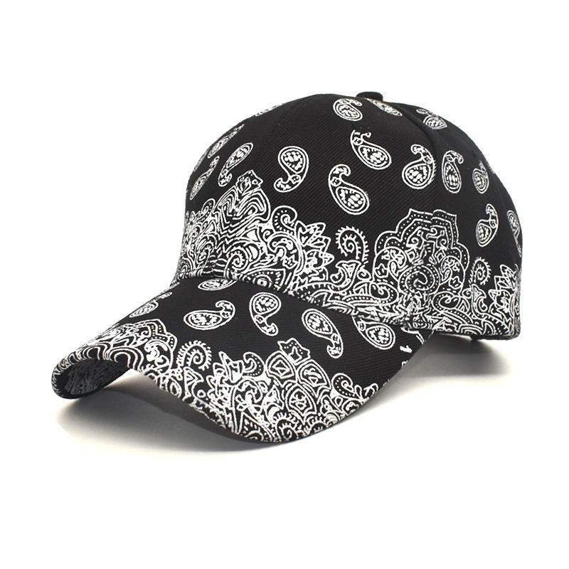 Cross-Border E-Commerce New Black and White Paisley Baseball Cap Hip Hop Sun Hat Amazon Men and Women Curved Brim Peaked Cap Tide