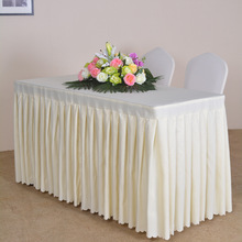 86M0会议桌布酒店会展纯色桌套签到围裙白色长条桌裙活动办公台布