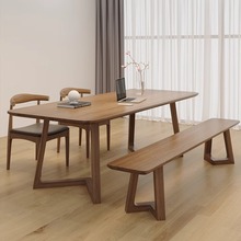 简约实木客厅大长书桌家用双人办公电脑桌学习桌实木长桌子工作台