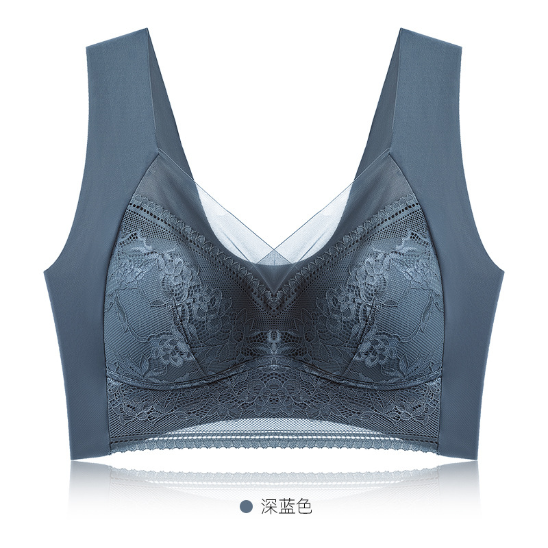 One-Piece Lace Fixed Cup Back Shaping Safety Wireless Bra plus-Sized Lace Princess Wrapped Chest Women's Tube Top