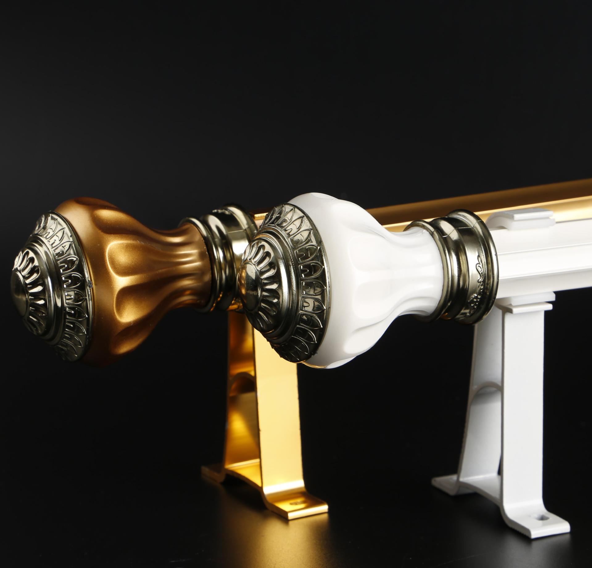 厂家批发特厚铝骏派单双罗马杆静音轨道成品窗帘杆